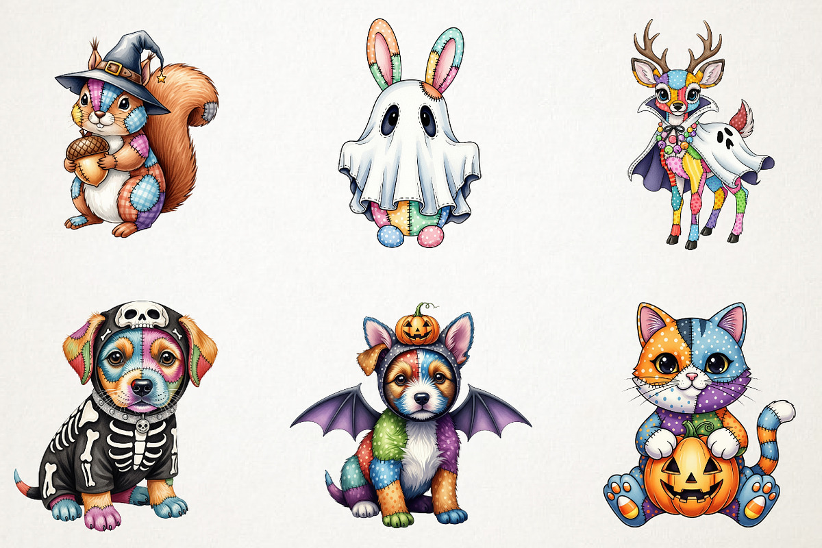 Patchwork Halloween Cute Animals PNG, an Animal Illustration by RobertsArt (Photo 7 of 7)