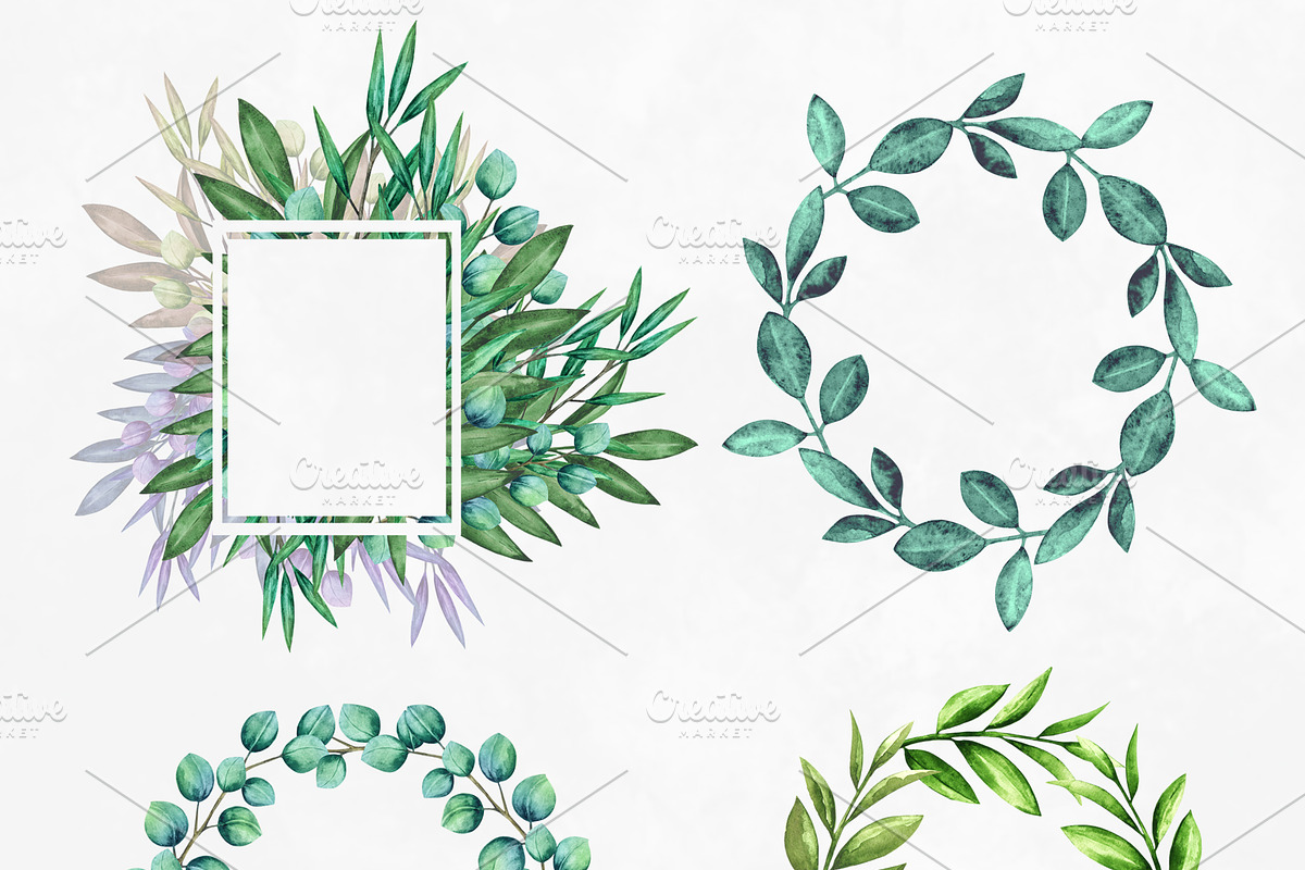 Watercolor Green Leaves, a Healthcare Illustration by Color_Brush (Photo 4 of 8)