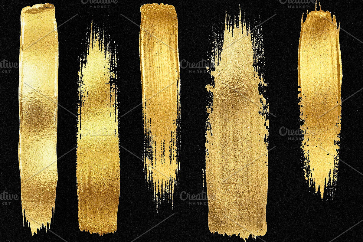 70 Golden Brush Stroke Elements, an Object Graphic by smishura (Photo 4 of 7)