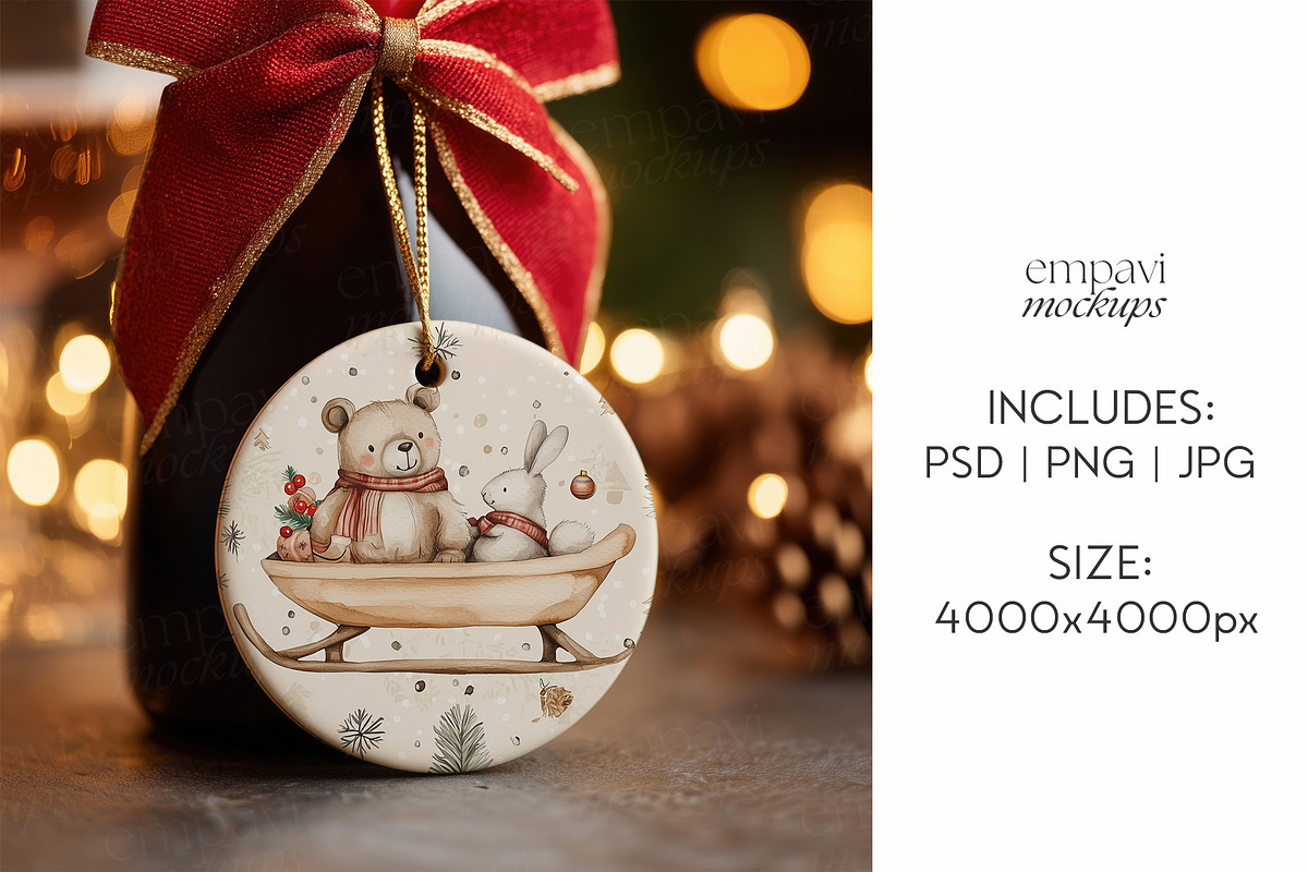 Wine Bottle Ornament Mockup, a Merchandise Mockup by EmpaviMockups (Photo 6 of 6)