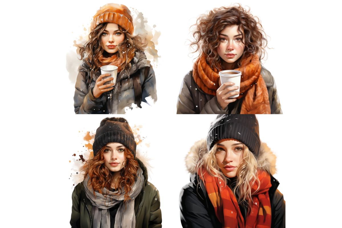Watercolor Winter Girl Cliparts, a Person Illustration by Mash Mash Stickers (Photo 4 of 9)
