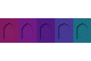 Set of colorful ornamental arches, an Illustration by Liudmyla Matviiets