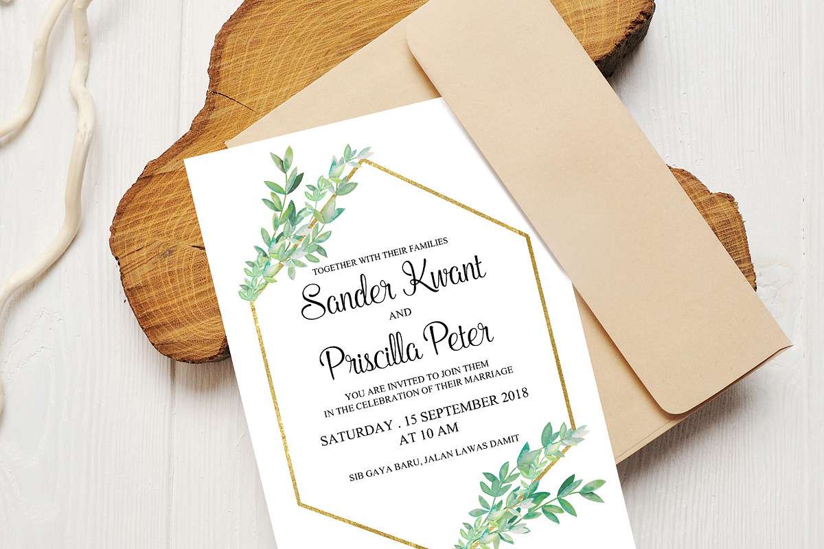 Eucalyptus Wedding Invitation, an Invitation Template by DreamsClipArt (Photo 3 of 3)