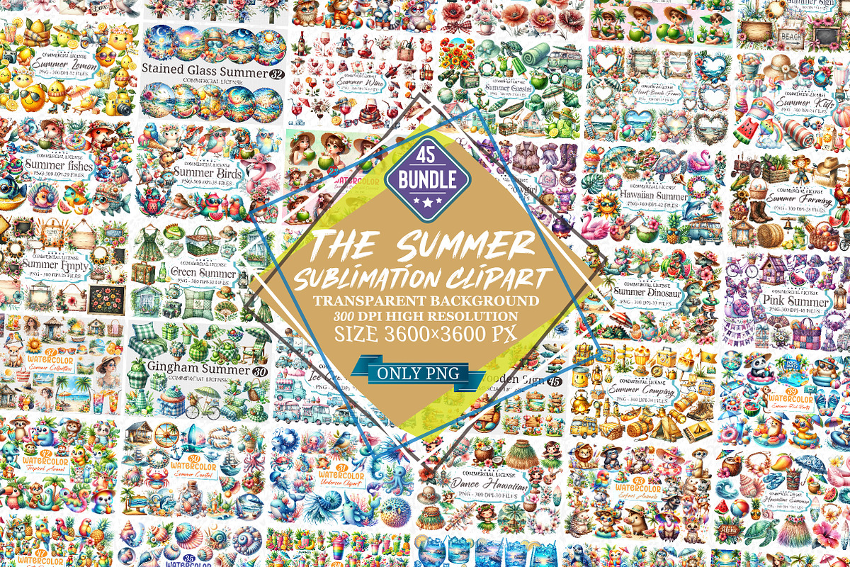 Hello Summer PNG Clipart Huge Bundle, a Graphic by designcity5