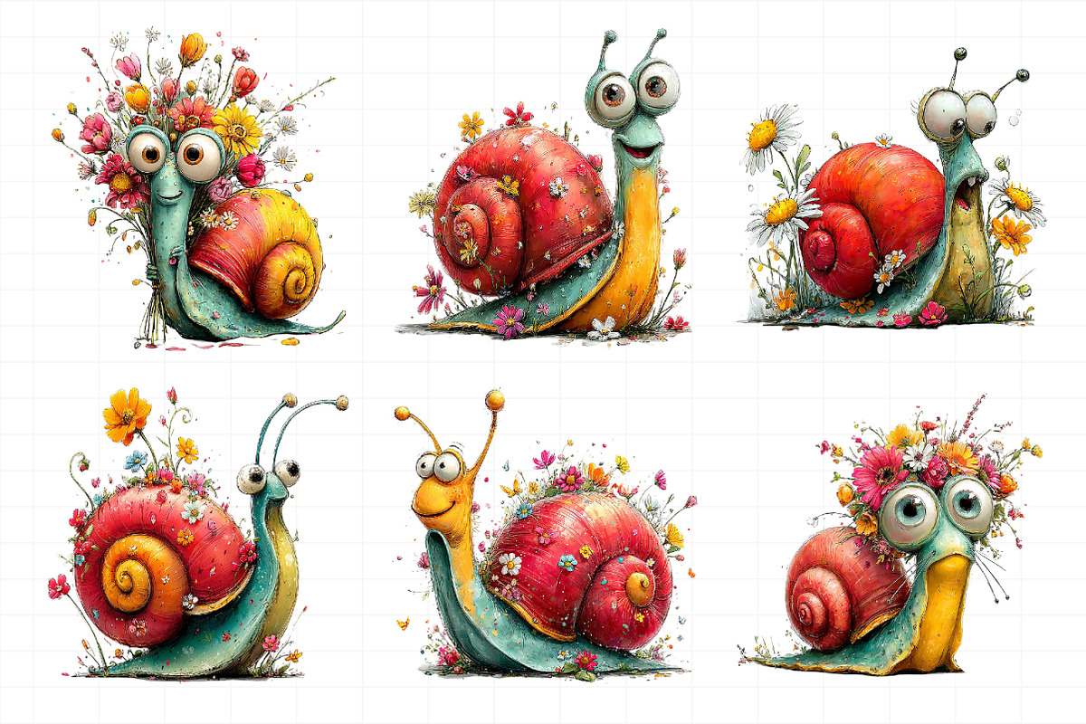 Whimsical Spring Snail Clipart, an Illustration by Daily.Designs (Photo 6 of 8)