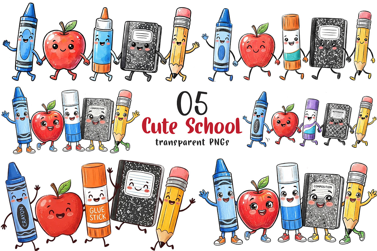 Cute School Clipart PNG, a Transportation Illustration by SinaCreation (Photo 1 of 7)