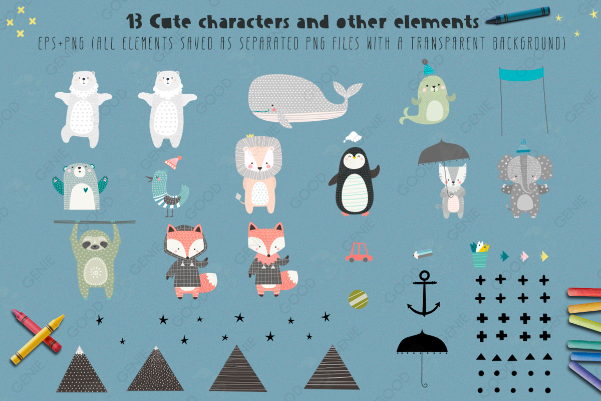 Cute World. Graphic set, an Animal Illustration by Good Genie (Photo 5 of 11)