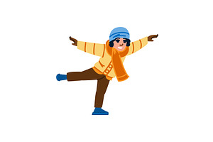 Child ice skating, enjoying winter, a Sport Illustration by pikepicture