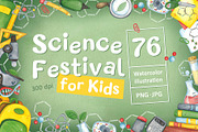 Science for kids watercolor clip art, an Object Illustration by DemiLena (Thumbnail 1 of 18)