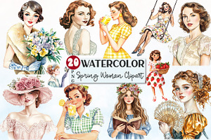 Spring Woman Sublimation Clipart, an Illustration by Rose Art