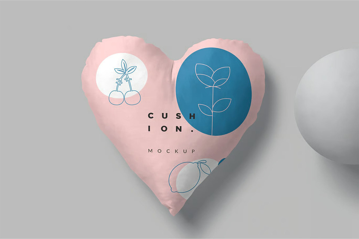 Heart Shape Cushion Mockups, a Household Mockup by megostudi0 (Photo 4 of 6)