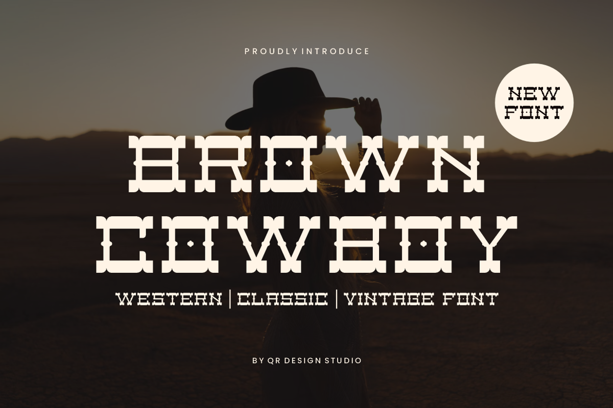 Brown Cowboy Artdeco & Western Font, a Serif Font by QR Design Studio (Photo 1 of 6)