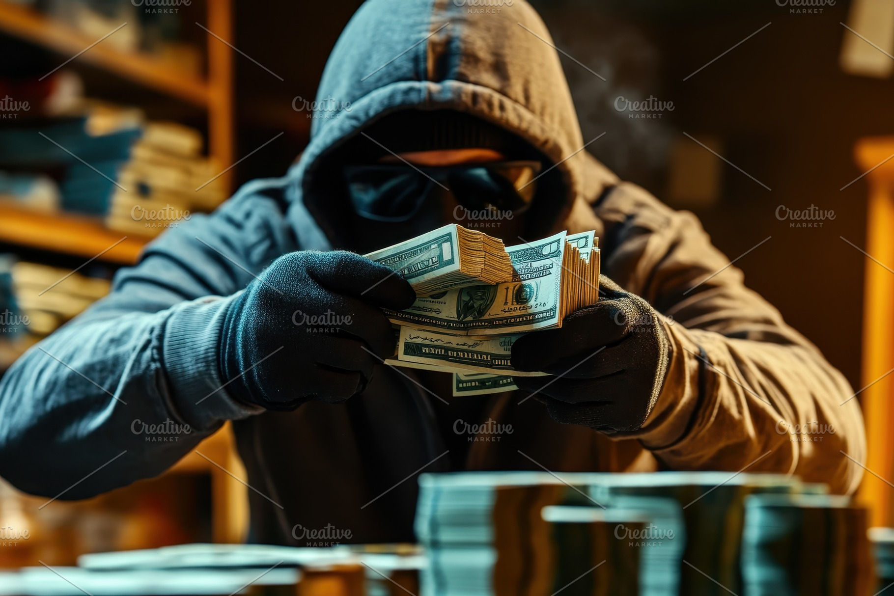 Robber takes bundles of cash in diml, a Photo by Iftikhar Alam