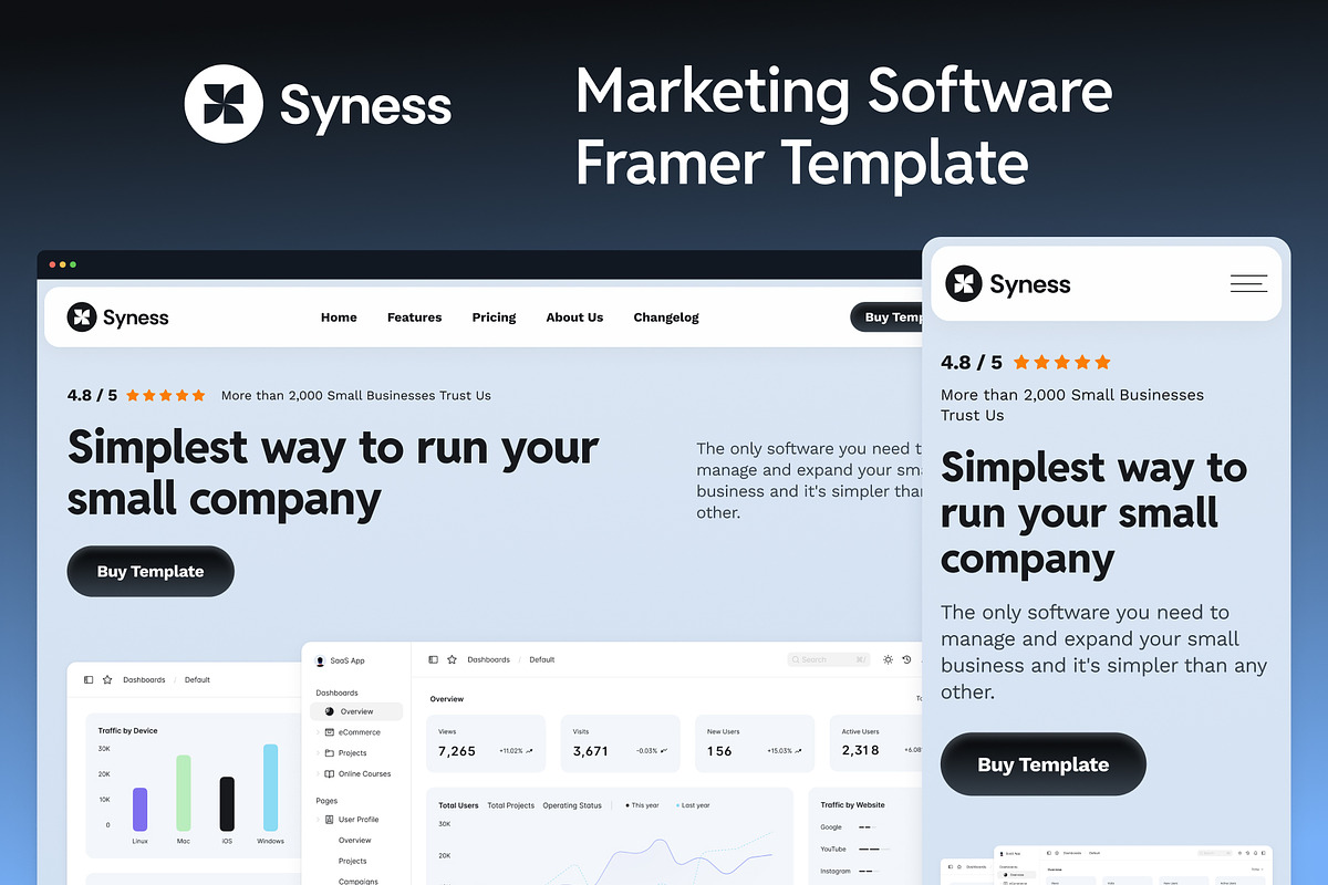 Syness — Marketing Framer Template, a Websites & App Template by Middltone (Photo 1 of 4)