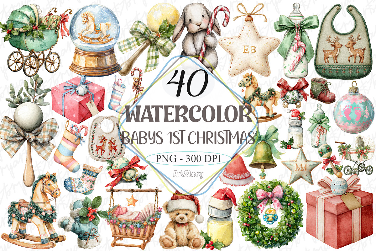 Baby's 1st Christmas Festive Clipart, a Graphic by designcity5 (Photo 5 of 5)