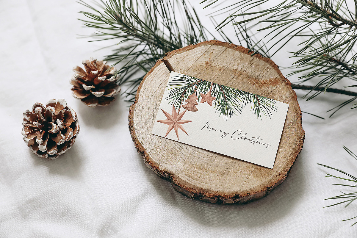 Christmas Pine Branches & Wood Decor, a Decorative Illustration by Jeanna Draw (Photo 15 of 15)