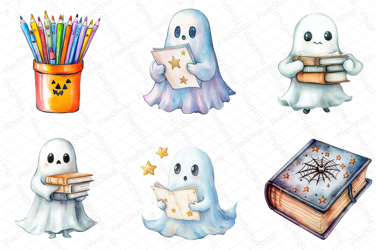 Watercolor Halloween Teacher Clipart, an Illustration by DreamPrint404 (Photo 5 of 5)