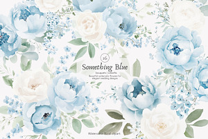 watercolor blue wedding florals, a Decorative Illustration by Patishop Art