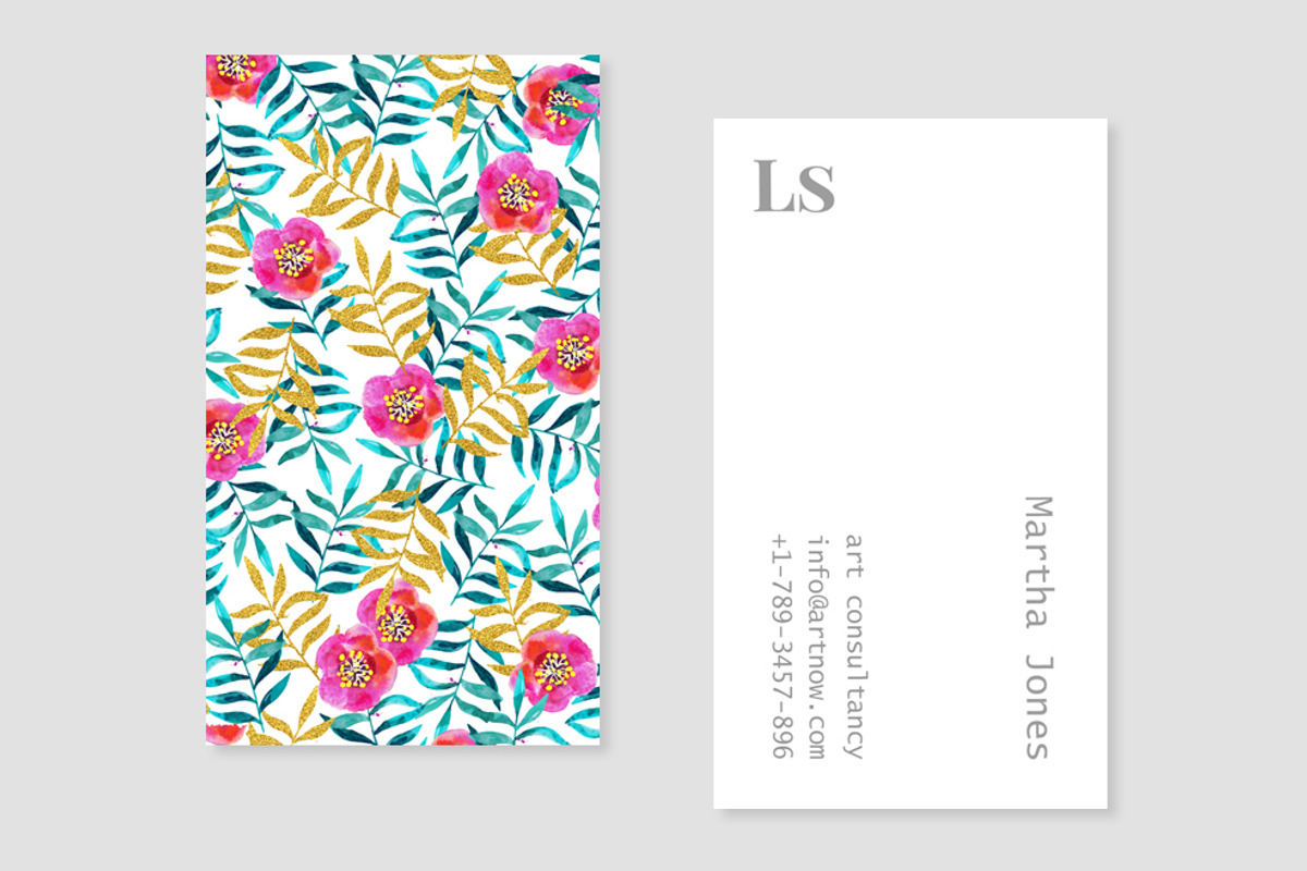 Floral II Business Card Template, a Business Card Template by Human-made. Made to feel. (Photo 2 of 3)