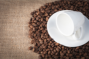 Coffee beans and white cup of coffee, a Food & Drink Photo by Print Haven Mochi Vintage (Thumbnail 4 of 5)