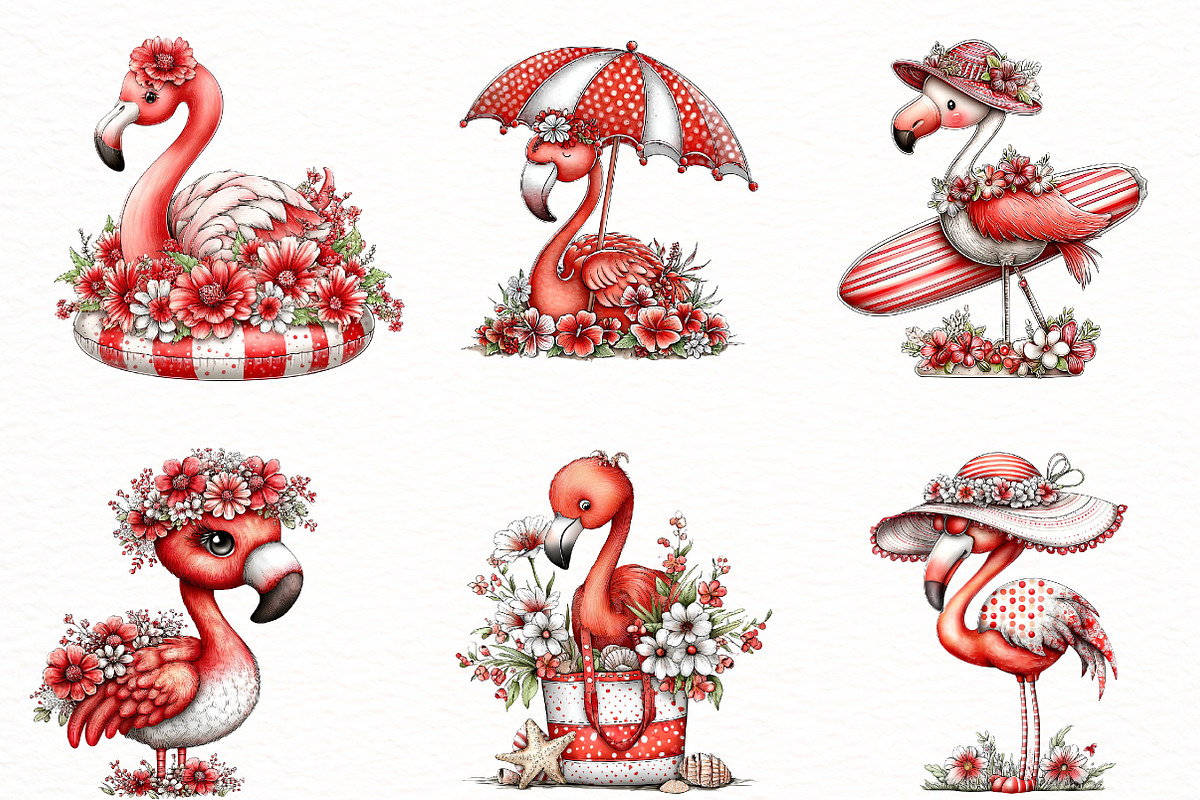 Whimsical Summer flamingo clipart, an Illustration by Designworld (Photo 5 of 5)