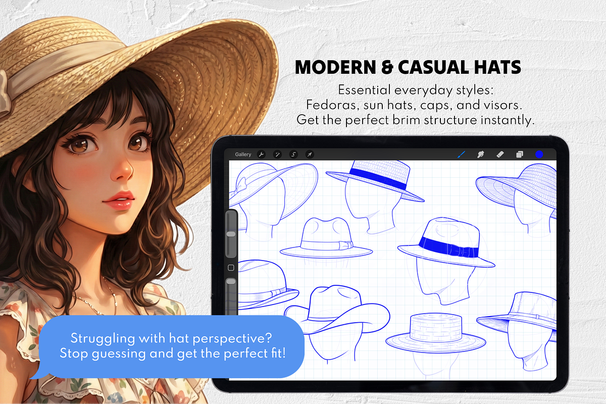 165+ Procreate Hat & Headwear Stamps, a Brush Add-On by Selentaori Studio (Photo 4 of 11)