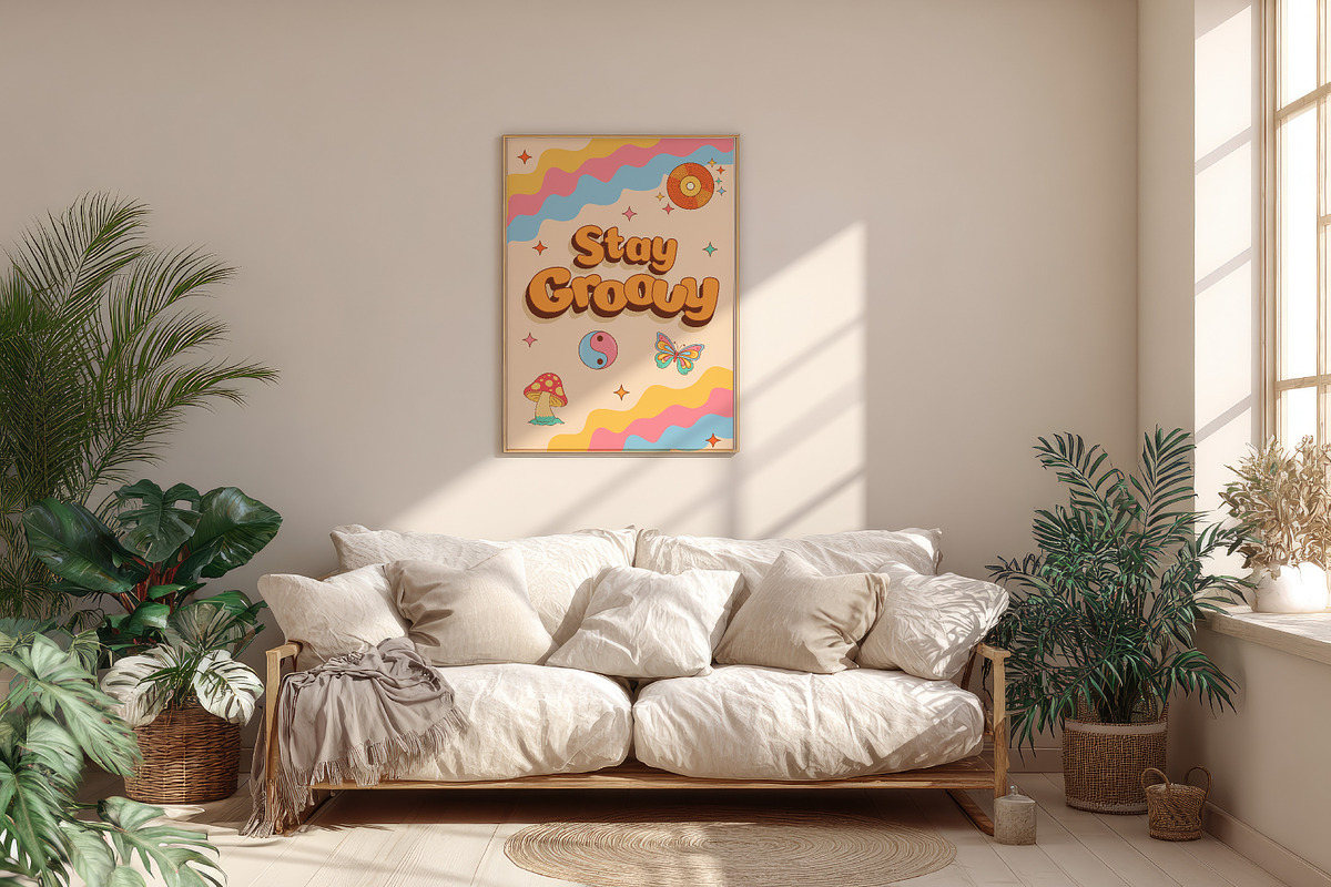 Groovy Retro Clipart Set, 70s Boho, a Decorative Illustration by JulyGart (Photo 6 of 7)