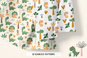 Baby Dino Set. Graphic & Pattern