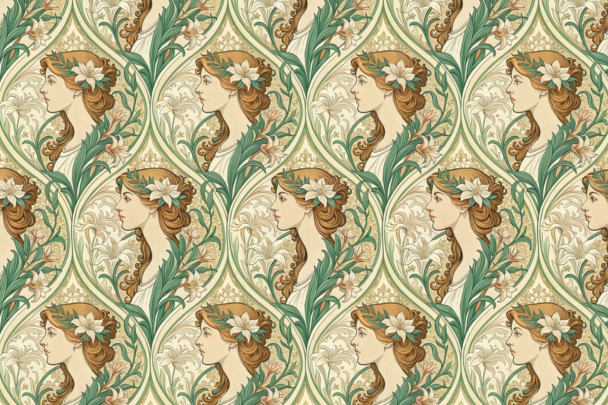 Art Nouveau Seamless Pattern Set, a Pattern Graphic by Designs by Helen Trupak (Photo 5 of 8)