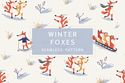 Woodland Winter Foxes Pattern, a Pattern Graphic by Lady Bruniere Design (Thumbnail 1 of 7)