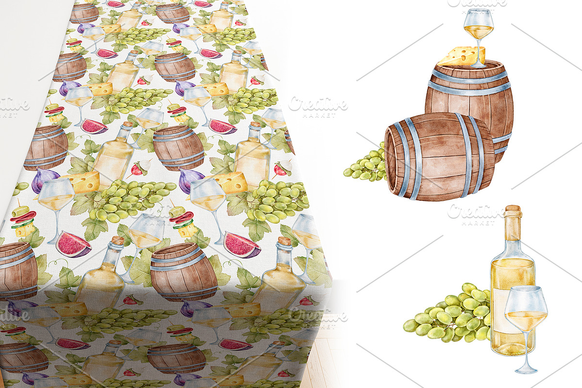 White Wine Watercolor Clipart, a Food Illustration by Eves_Aquadreams (Photo 7 of 8)