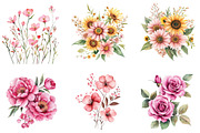 Bright Pink floral Clipart, an Illustration by DreamArtGraphic (Thumbnail 2 of 4)