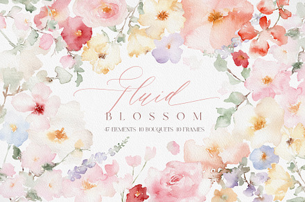 Watercolor Flowers - FLUID BLOSSOM, an Illustration by Beigetime