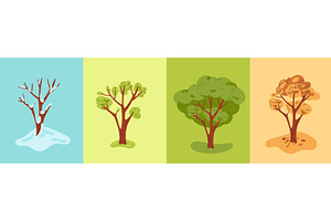 Four seasons tree. Nature change, an Object Illustration by Vectorbuum