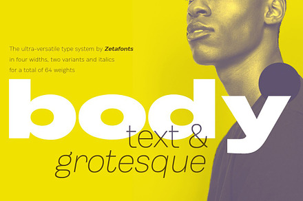 Body - 64 fonts, a Sans Serif Font by Zetafonts