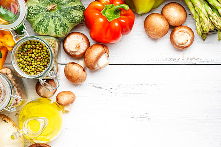 Autumn seasonal food, vegetarian cooking set. Organic vegetables, a Food & Drink Photo by 5PH
