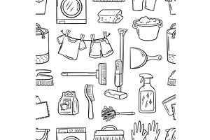 Cleaning service seamless pattern, an Object Illustration by Valerie Bodnar
