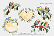 Watercolor Winter Forest Clipart, an Illustration by Ksenia Shmakova (Thumbnail 7 of 11)