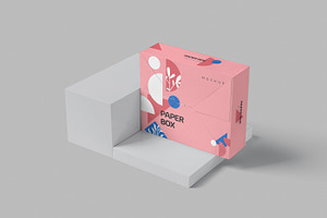 Wide Rectangular Paper Box Mockups