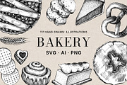Bakery Illustrations Vector Bundle, a Food Illustration by Yevheniia (Thumbnail 1 of 10)