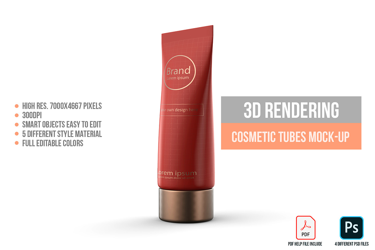 3D Rendering Cosmetic Tubes Mock-up, a Packaging Mockup by graystudio (Photo 19 of 50)