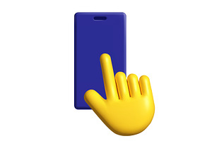 A yellow hand cursor taps a blue, a Technology Illustration by Woters little shop