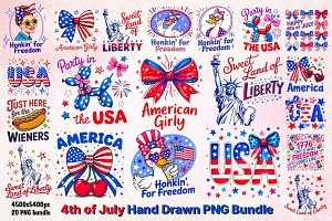 4th of July Hand Drawn PNG Bundle, an Object Graphic by GlitterCraft
