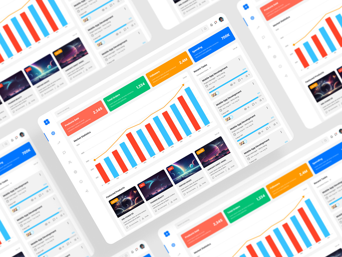 Management Dashboard UI Kit, an UI Kit Template by iDoodle Studio