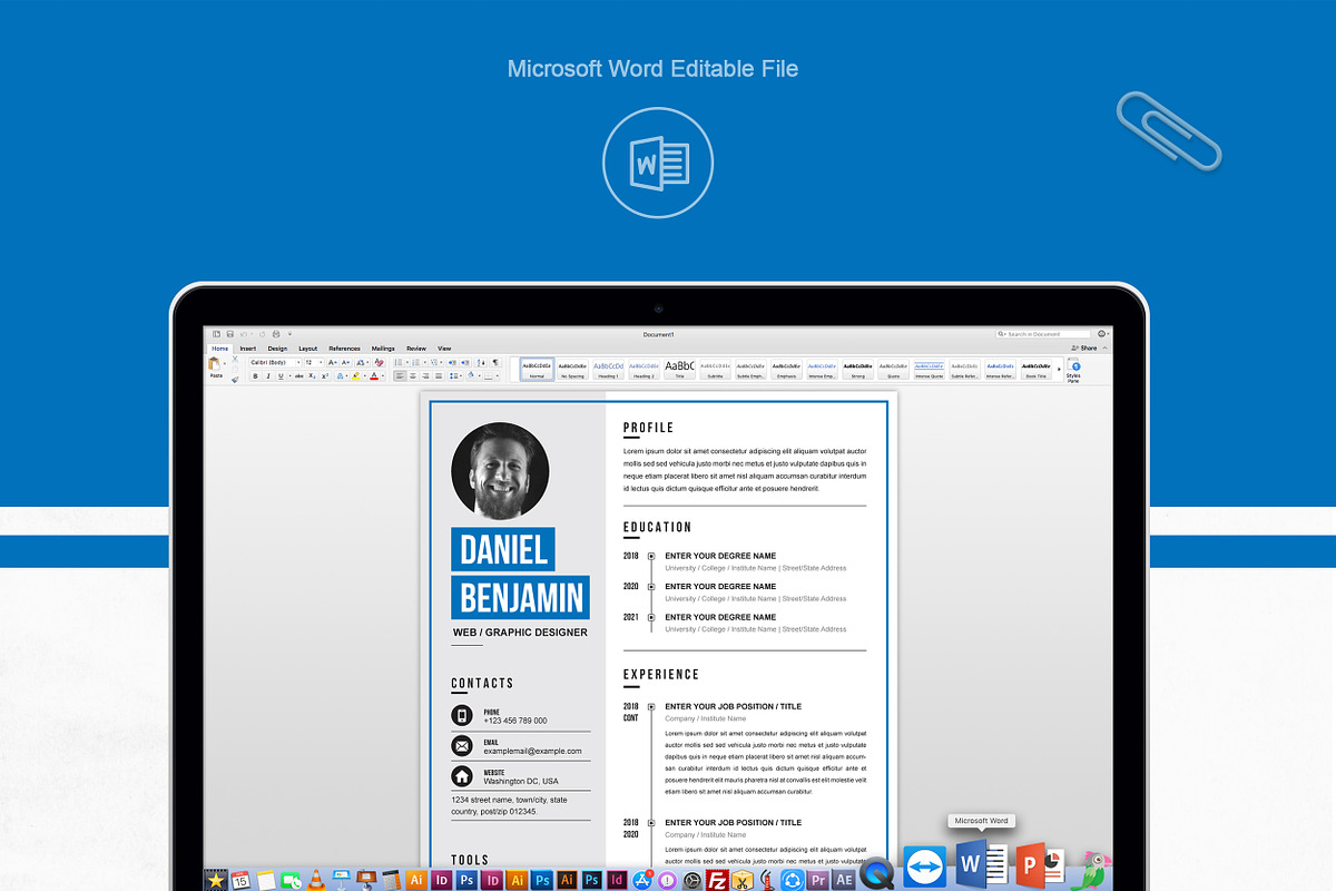 Resume Template for Word, CV Resume, a Resume Template by ResumeInventor (Photo 5 of 6)