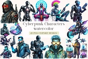 Cyberpunk Characters Clipart, an Illustration by DreamArtGraphic (Thumbnail 1 of 4)