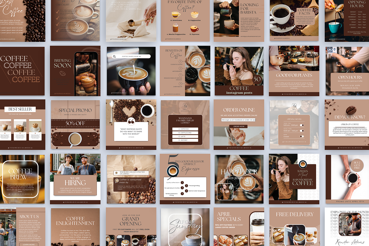 COFFEE INSTAGRAM POST TEMPLATES, a Social Media Template by Daring Digies (Photo 4 of 9)