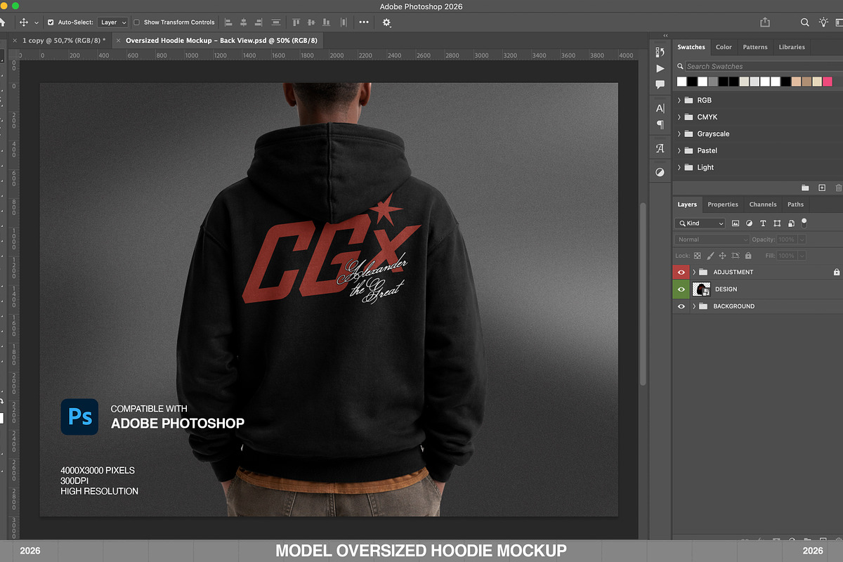 Model Oversized Hoodie Mockup, a Hoody Mockup by Irhasalfahad (Photo 5 of 6)
