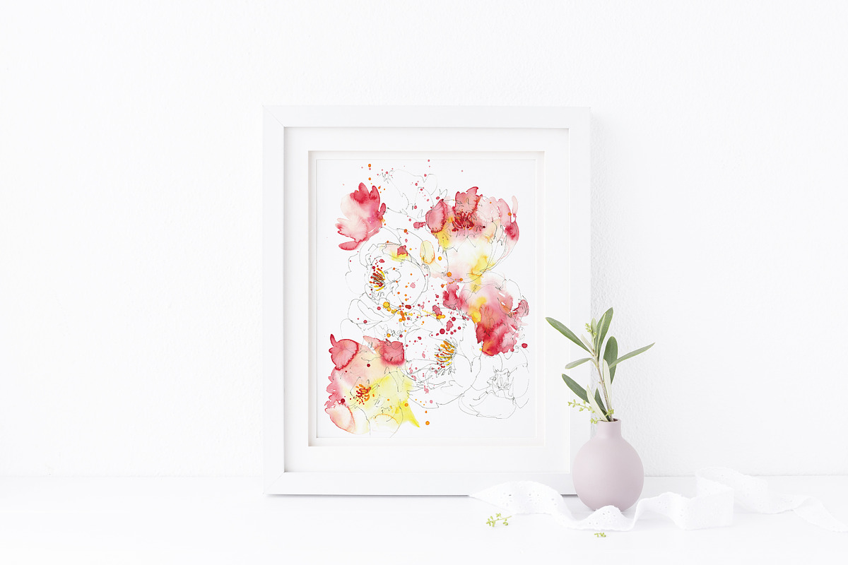 watercolor 8 peonies wedding cards, an Invitation Template by TurquoiseDesign (Photo 6 of 7)