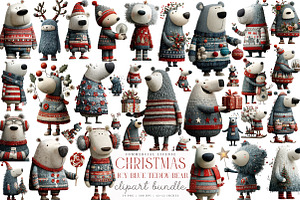 Christmas Icy Blue Teddy Teddy Bear, an Illustration by SinaCreation